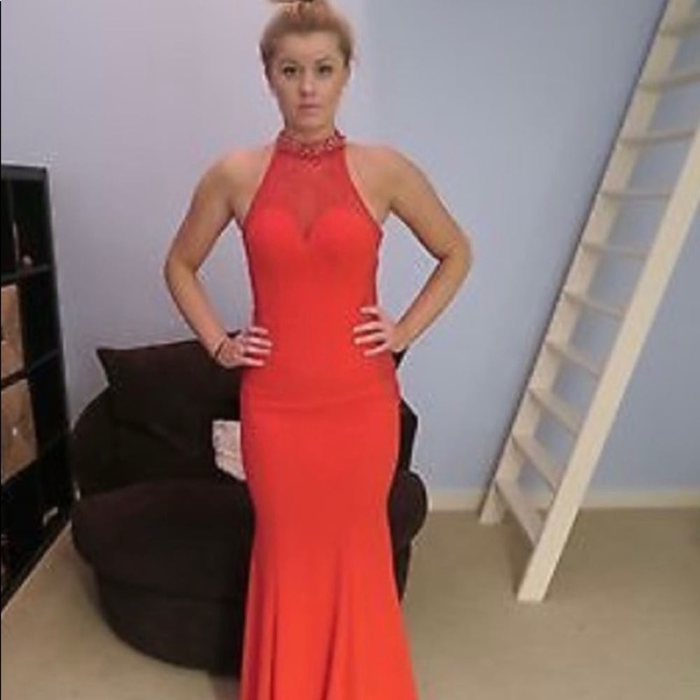 Sherri Hill Prom Dress 2 Long Lace Mermaid Beaded Sweetheart Red Sleeveless High